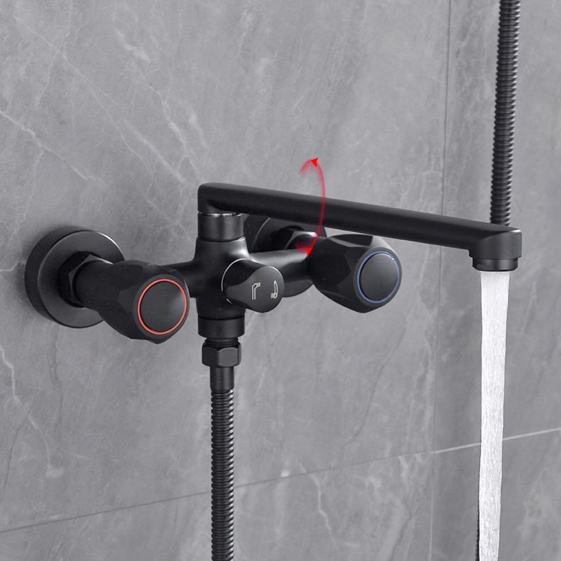 Lisslune | Modern Bathtub Faucet Trim Black Wall Mounted Swivel Spout with Hand Shower