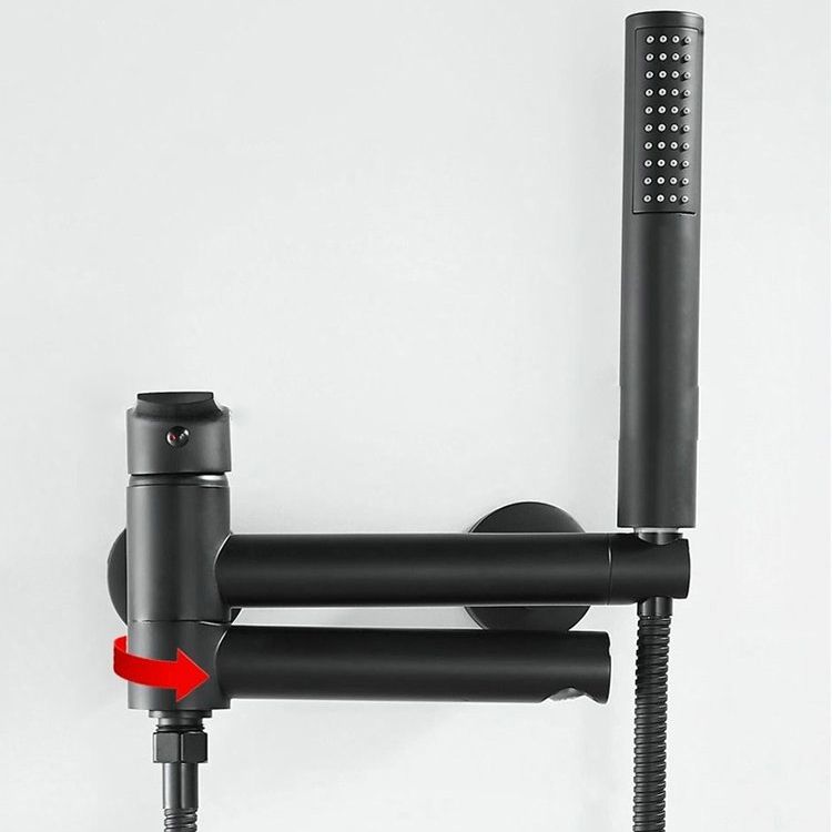 Lisslune | Lever Handle Bathtub Faucet Wall Mount Shower Hose Swivel Spout Bathtub Filling with Hand Shower