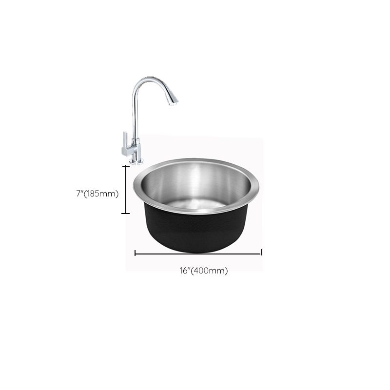 Lisslune | Contemporary Single Bowl Kitchen Sink Round Stainless Steel Sink with Drain Strainer Set