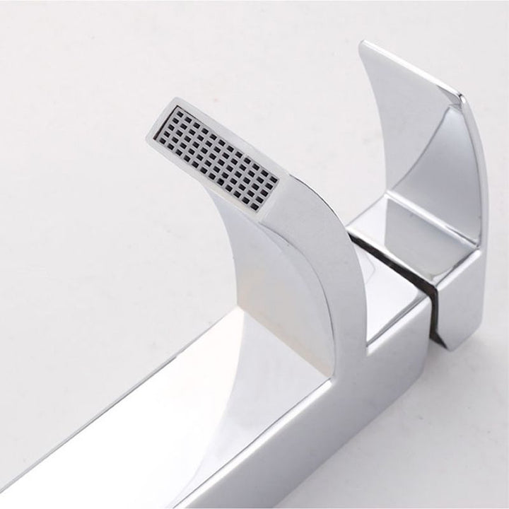 Lisslune | Cubic Chrome Bathroom Faucet Low Arc Single Lever Basin Faucet