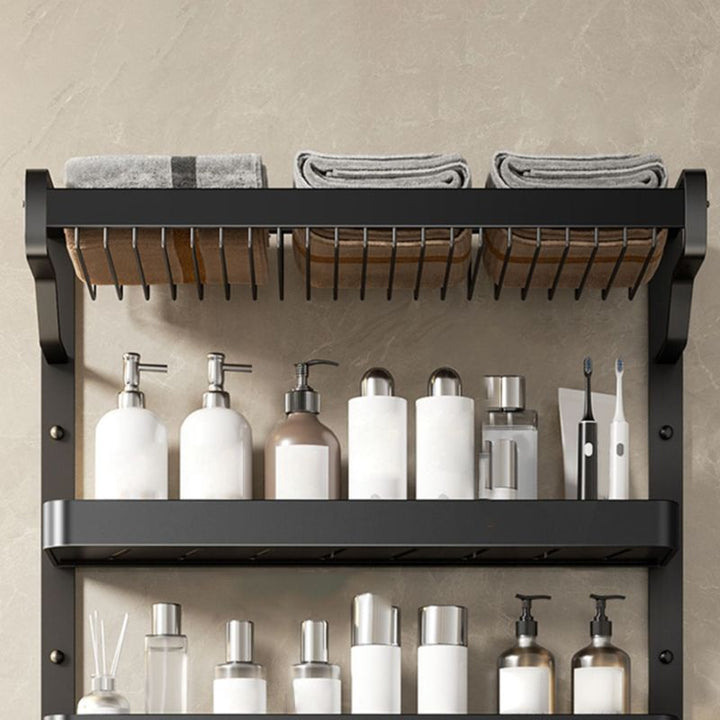Lisslune | Modern Bathroom Set Matte Black Bathroom Shelf Towel Rack Bathroom Accessories Set