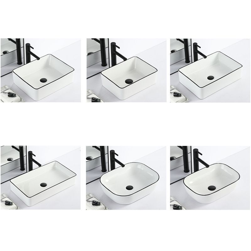Lisslune | Contemporary sink with pop-up drain porcelain rectangular basin