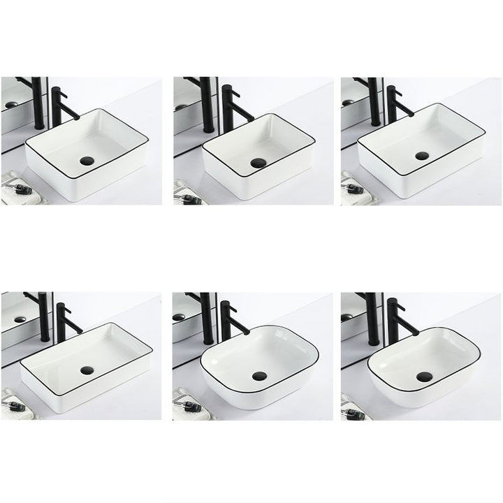 Lisslune | Contemporary sink with pop-up drain porcelain rectangular basin