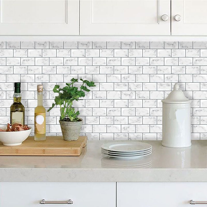 Lisslune | Peel and Stick Tiles Rectangular Stain Resistant PVC Subway Peel and Stick Tiles for the Kitchen