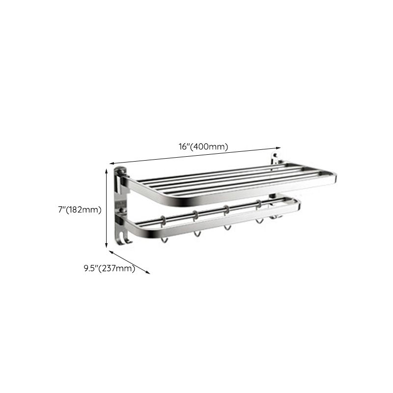 Lisslune | Polished Chrome Modern Bathroom Accessory Set in Stainless Steel with Bath Shelf/Towel Rail