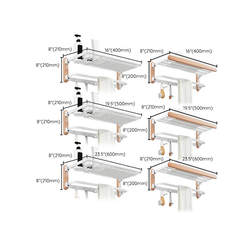 Lisslune | White 7-piece bathroom accessory set wood and metal bath set