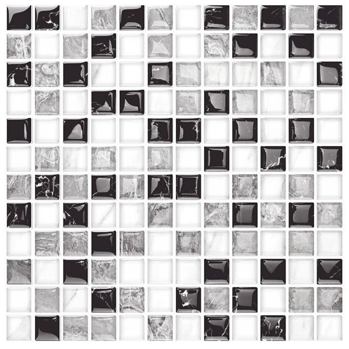Lisslune | 12"x 12" Resin Mosaic Tiles Square Self-Adhesive Tiles for Backsplash & Wall Tile