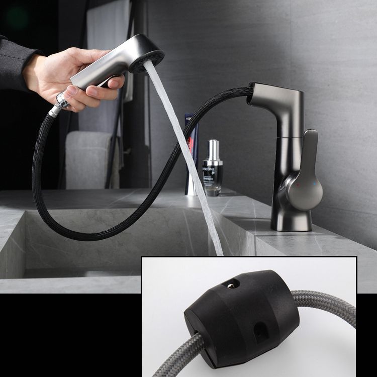 Lisslune | Brass Contemporary Sink Faucet Pull-Out Round Bathroom Faucet