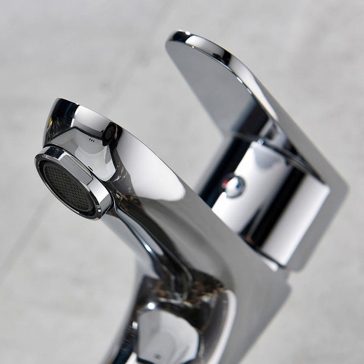 Lisslune | Basic Metal Washbasin Faucet Silver Bathroom Faucet with Lever Handle