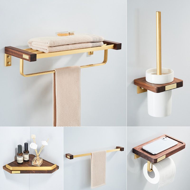 Lisslune | Wood and Aluminum Bath Hardware Set Golden Bathroom Accessories Set