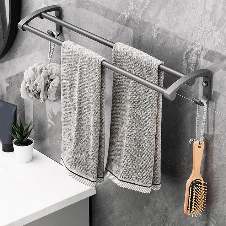 Lisslune | Gray 6/7-piece modern bathroom accessory set bathroom shelf/towel hooks/towel bar included