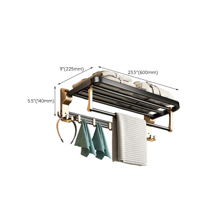 Lisslune | Modernism Bathroom Accessories Hardware Set Black & Gold Bathroom Shelf/Towel Bar