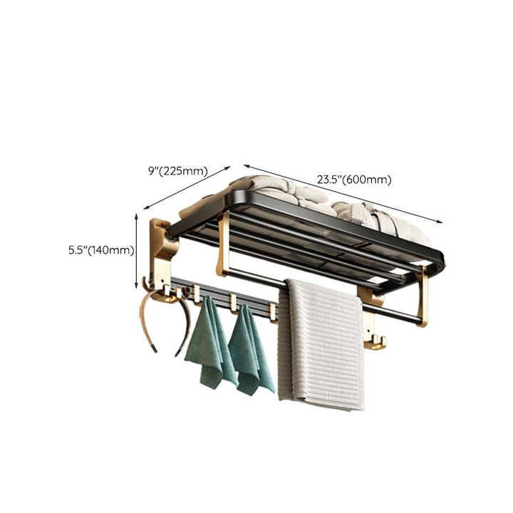 Lisslune | Modernism Bathroom Accessories Hardware Set Black & Gold Bathroom Shelf/Towel Bar