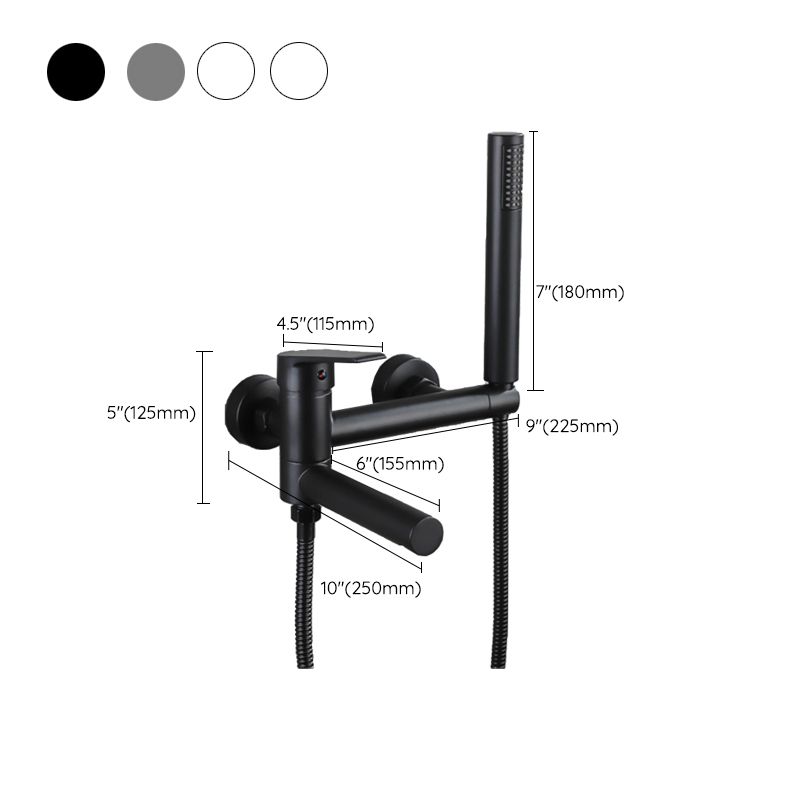 Lisslune | Lever Handle Bathtub Faucet Wall Mount Shower Hose Swivel Spout Bathtub Filling with Hand Shower