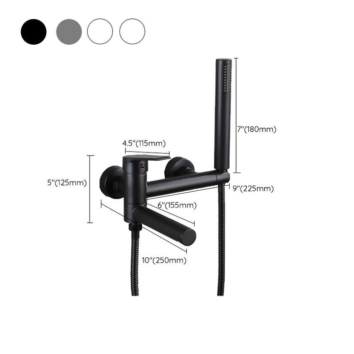 Lisslune | Lever Handle Bathtub Faucet Wall Mount Shower Hose Swivel Spout Bathtub Filling with Hand Shower