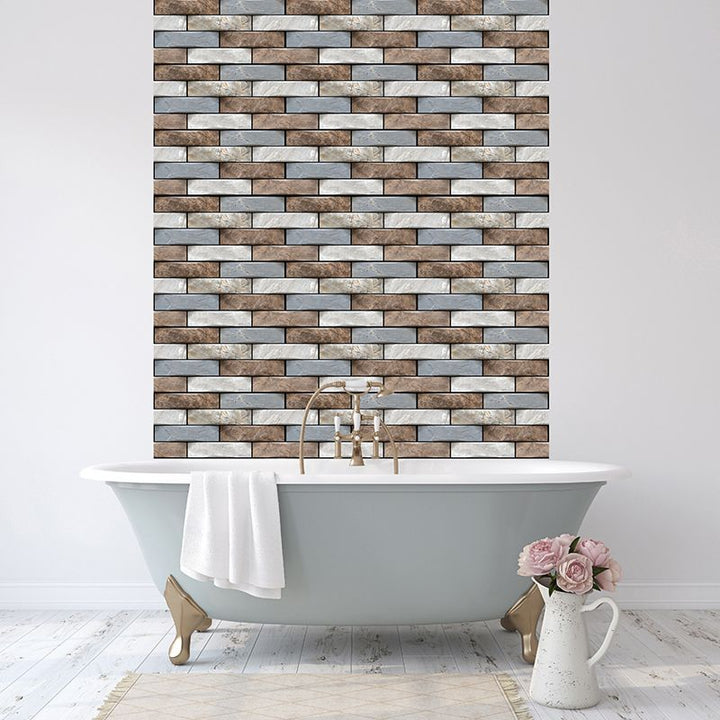 Lisslune | Tile Peel & Stick Rectangle Waterproof Plastic Peel & Stick Subway Tiles for Shower 2-Pack