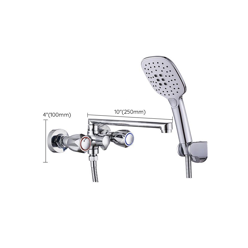 Lisslune | Contemporary Bathtub Faucet Trim Chrome Wall-Mounted Swivel Spout with Hand Shower