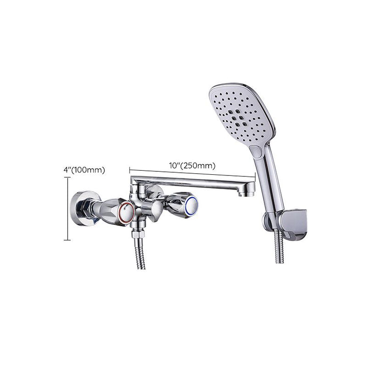 Lisslune | Contemporary Bathtub Faucet Trim Chrome Wall-Mounted Swivel Spout with Hand Shower