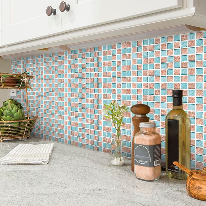 Lisslune | Peel & Stick Mosaic Tile Plastic Square Stain-Resistant Peel and Stick Tiles for Shower