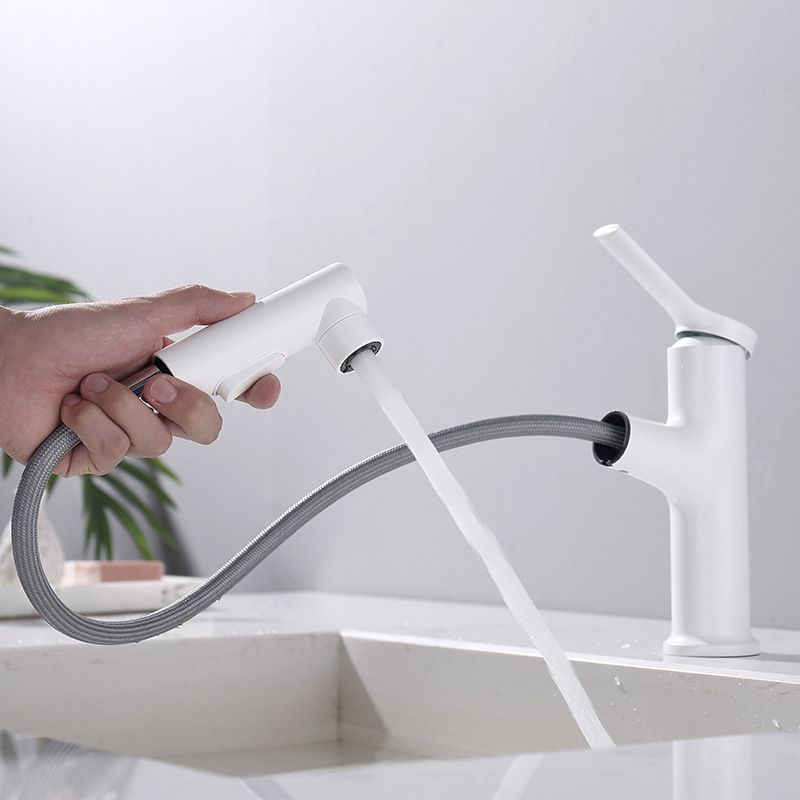 Lisslune | Modern Sink Faucet Copper Single Handle Low Arc Pull Down Sink Faucet