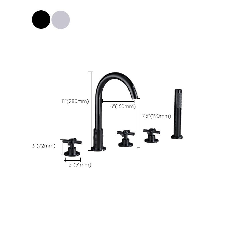 Lisslune | Contemporary Bathroom Faucet Deck Mount Copper Low Arc Swivel Roman Bathtub Faucet Set