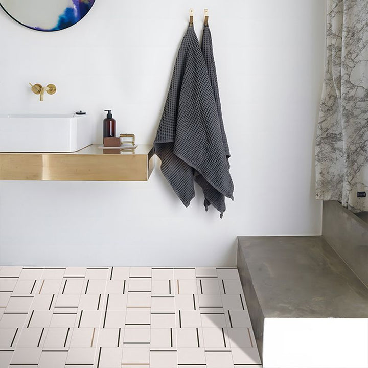 Lisslune | Square Indoor Vinyl Floor Peel and Stick Line Print Vinyl Floor