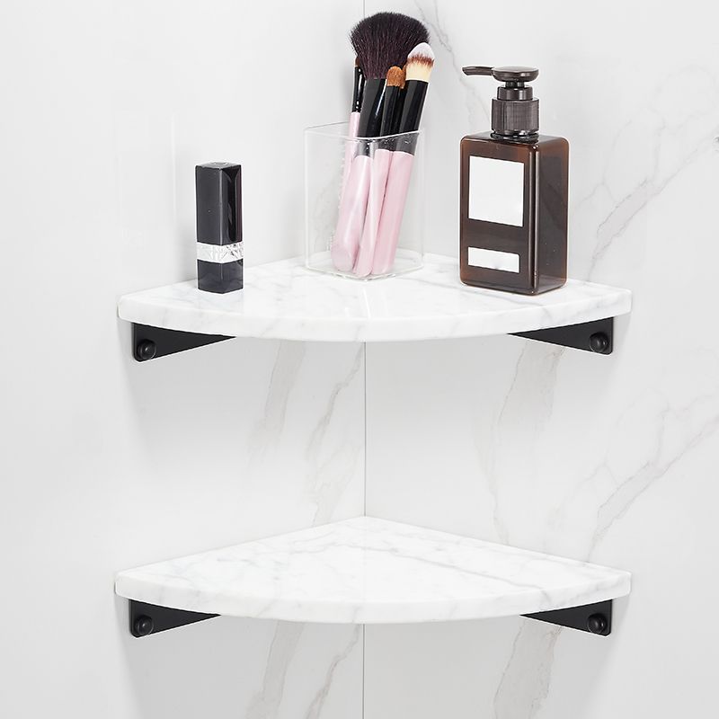 Lisslune | Matt Black Bathroom Accessory Set made of Metal & Marble with Bath Shelf/Towel Holder