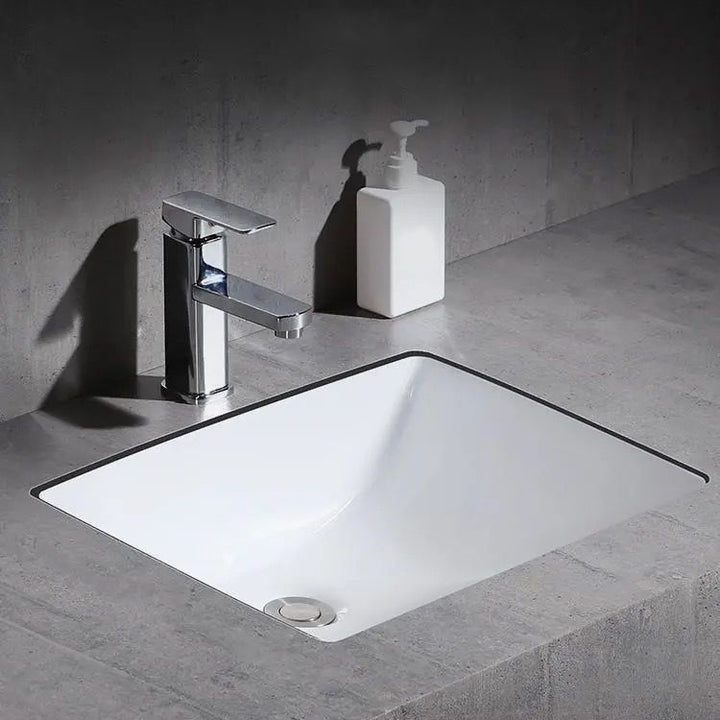 Lisslune | Modern Under-Mount Sink Oval Porcelain with Pop-Up Drain Sink