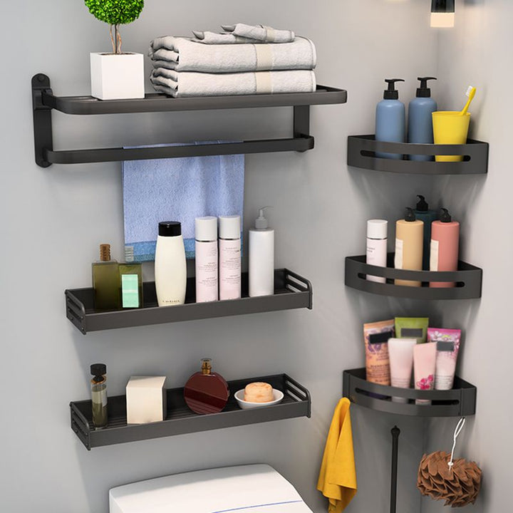 Lisslune | Modern Bathroom Hardware Set Matte Black Metal Bathroom Accessories Set Rustproof