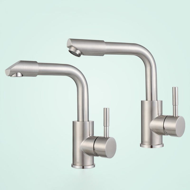 Lisslune | Swivel Spout Bathroom Faucet Contemporary Design Vessel Faucet with Stainless Steel
