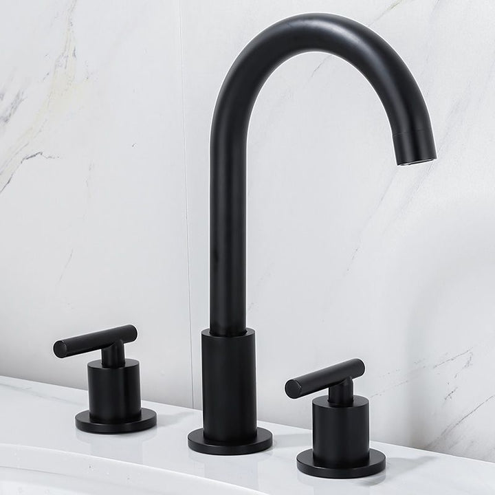 Lisslune | Modern 2-Handle Bathroom Sink Faucet 3-Hole Widespread Bathroom Faucet