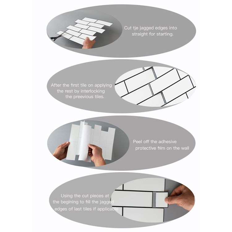 Lisslune | Plastic Peel & Stick Subway Tiles Contemporary Waterproof Peel & Stick Subway Tiles