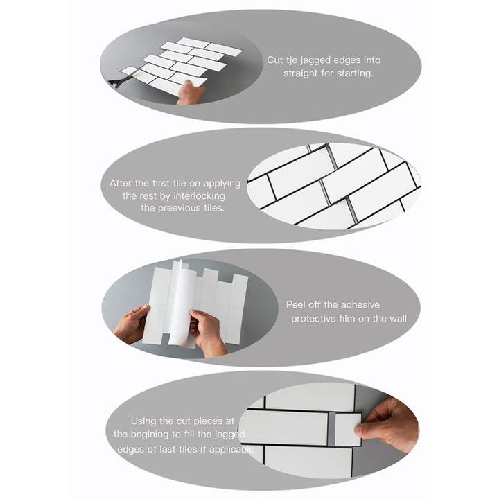 Lisslune | Plastic Peel & Stick Subway Tiles Contemporary Waterproof Peel & Stick Subway Tiles