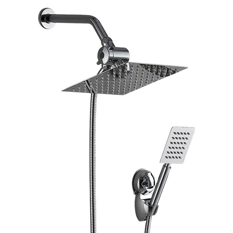 Lisslune | Silver Square Double Shower Head Modern Water Filtration Wall Mounted Shower Head