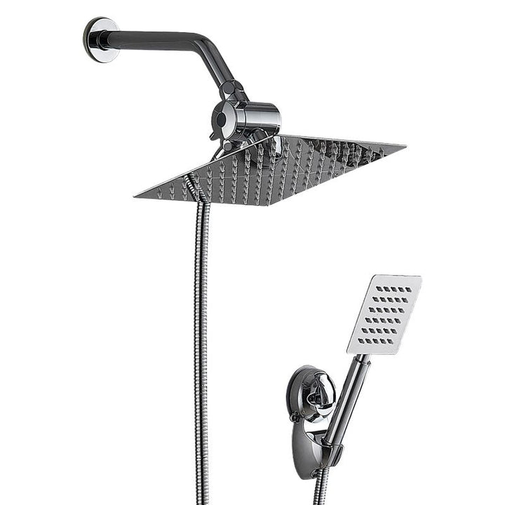 Lisslune | Silver Square Double Shower Head Modern Water Filtration Wall Mounted Shower Head