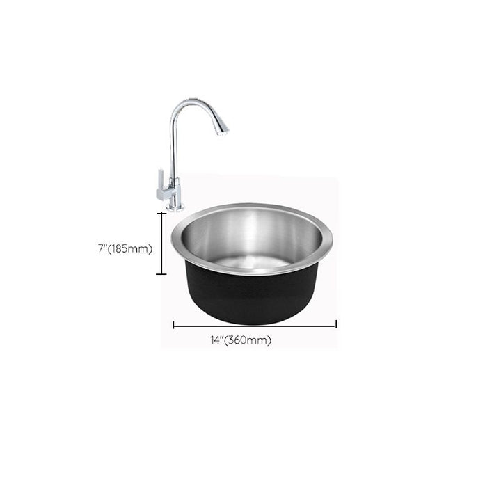 Lisslune | Contemporary Single Bowl Kitchen Sink Round Stainless Steel Sink with Drain Strainer Set