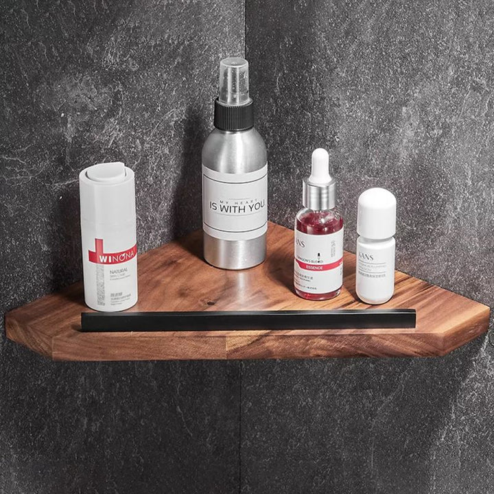 Lisslune | Wood & Aluminum Bathroom Set Brown Bathroom Accessory Set