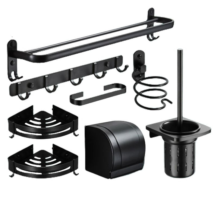 Lisslune | Modern Bathroom Hardware Set Matte Black Metal Bathroom Accessory Kit