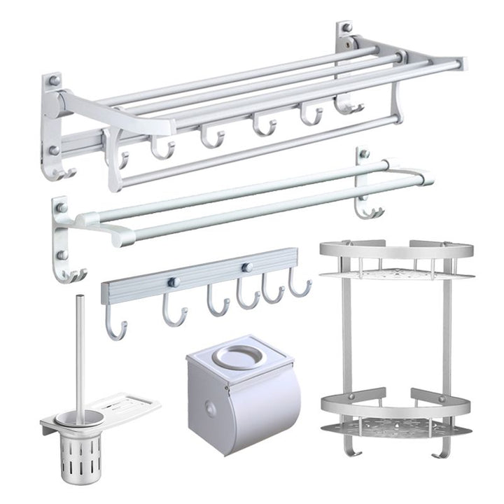 Lisslune | Silver Contemporary Bathroom Hardware Set Stainless Steel Aluminum Bathroom Set