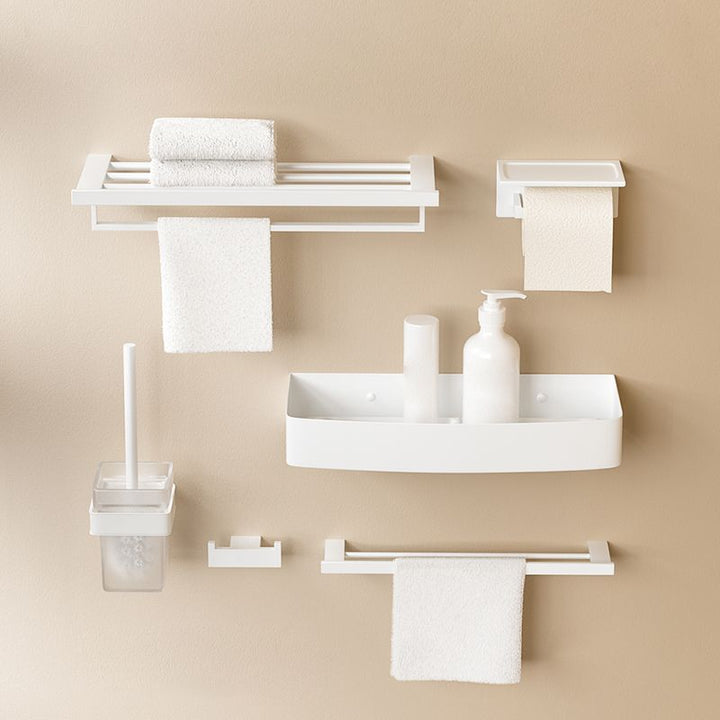 Lisslune | Modern White Bathroom Accessory Set Stainless Steel Bath Hardware Set