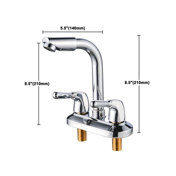Lisslune | 2-Handle Brushed Nickel Wide Spout Faucet 2-Hole Centered Bathroom Sink Faucet with Brass