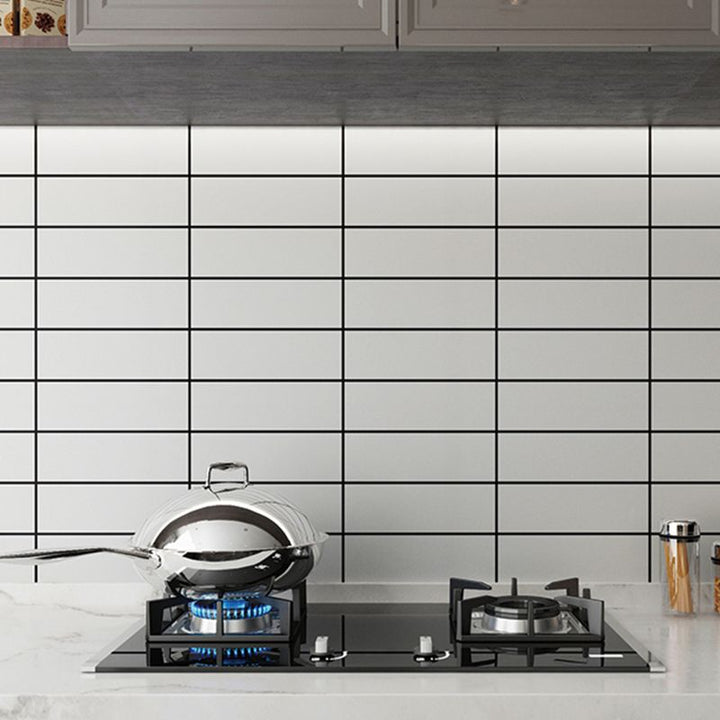 Lisslune | Modern Peel & Stick Field Tiles Plastic Rectangular Grid 5-Pack Wallpaper for the Kitchen