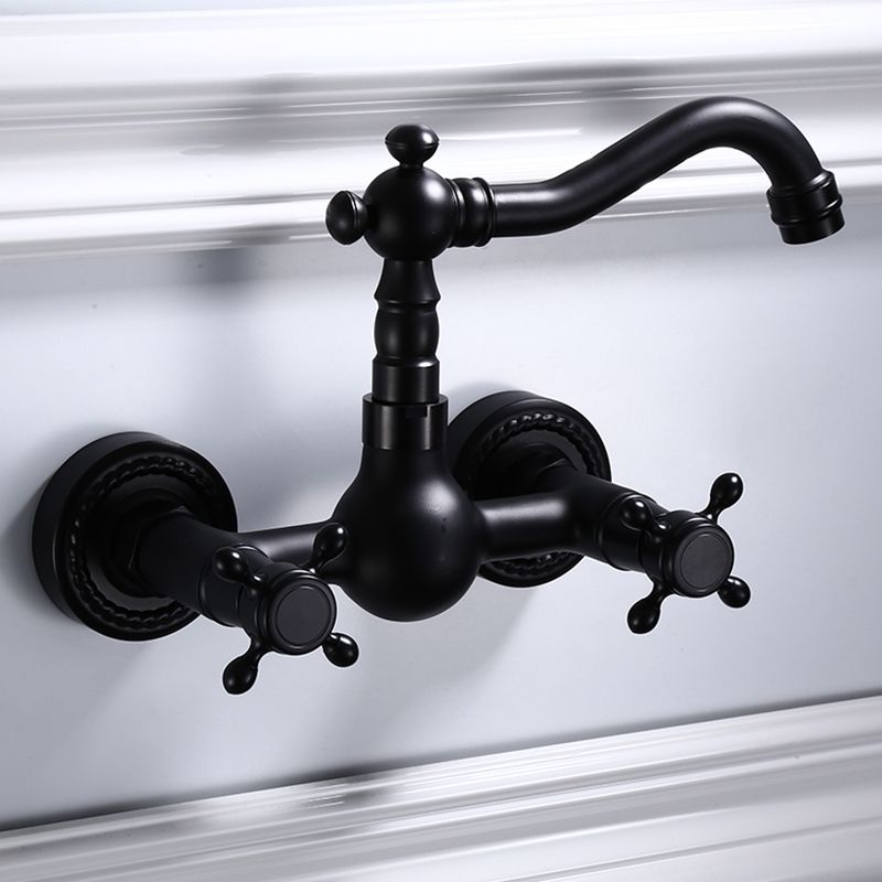 Lisslune | Traditional Wall Mounted Metal Bathtub Filler Low Arc Waterfall Bathroom Faucet
