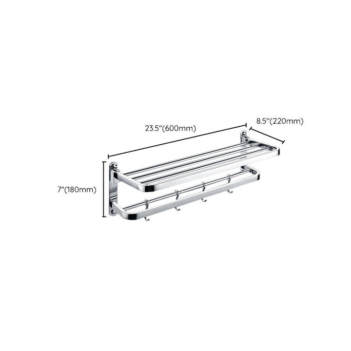 Lisslune | Chrome Modern Bathroom Hardware Set Stainless Steel Towel Hook/Towel Bar & Bath Shelf