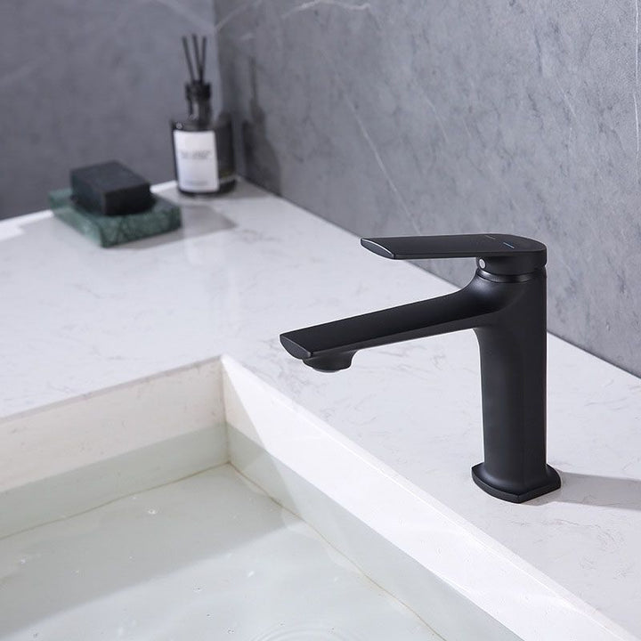 Lisslune | Modern Container Faucet Brass Lever Handles Low Arc Sink Bathroom Faucet
