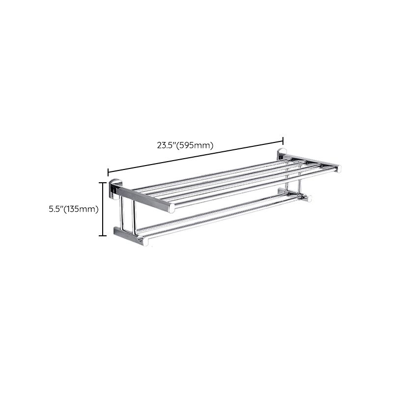 Lisslune | Polished Chrome Modern Bathroom Accessory Set Silver Towel Holder/Bath Shelf