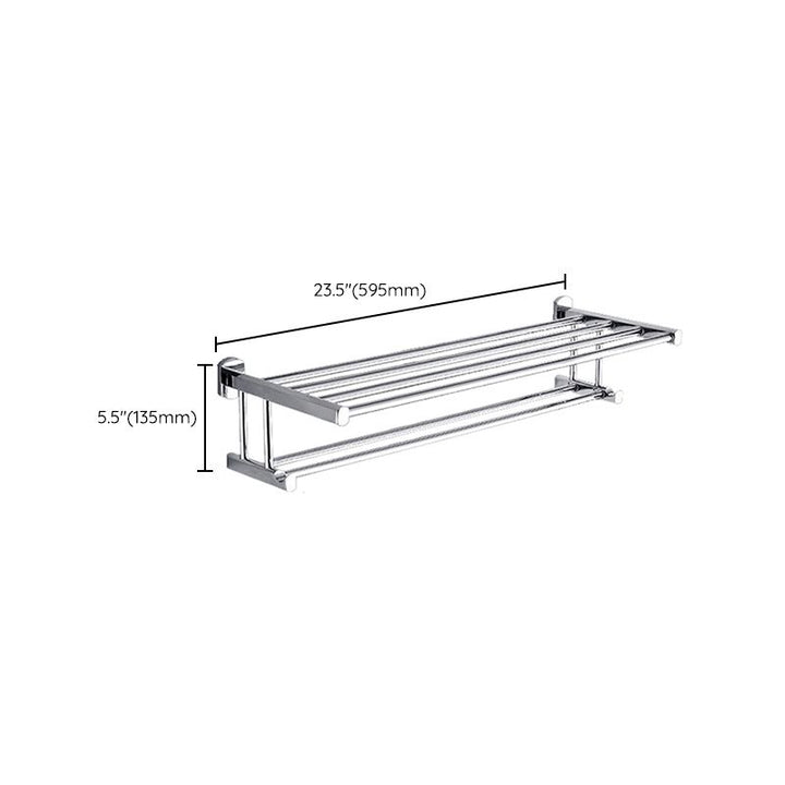 Lisslune | Polished Chrome Modern Bathroom Accessory Set Silver Towel Holder/Bath Shelf