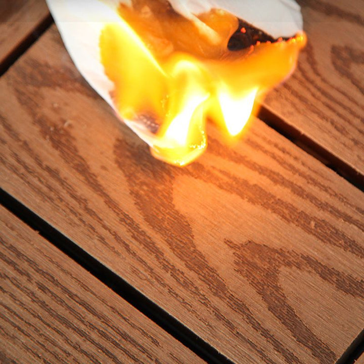 Lisslune | 12" X 12" PVC 6-Slat Square Patio Tiles Snap Fit Installation Outdoor Floor Tiles
