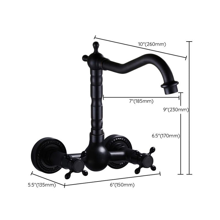Lisslune | Traditional Wall Mounted Metal Bathtub Filler Low Arc Waterfall Bathroom Faucet