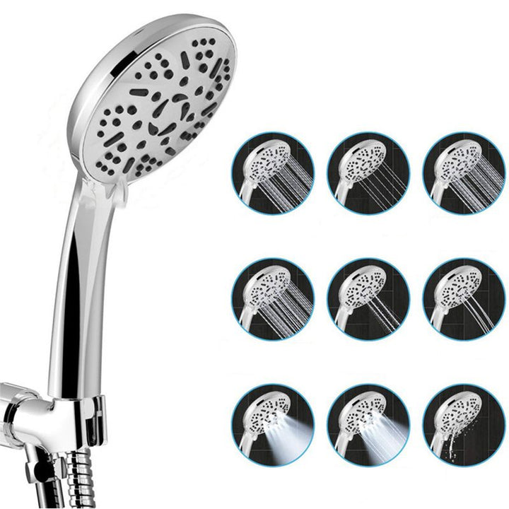 Lisslune | Modern Style Dual Shower Head 9-Spray Silver Wall Mount Shower Head